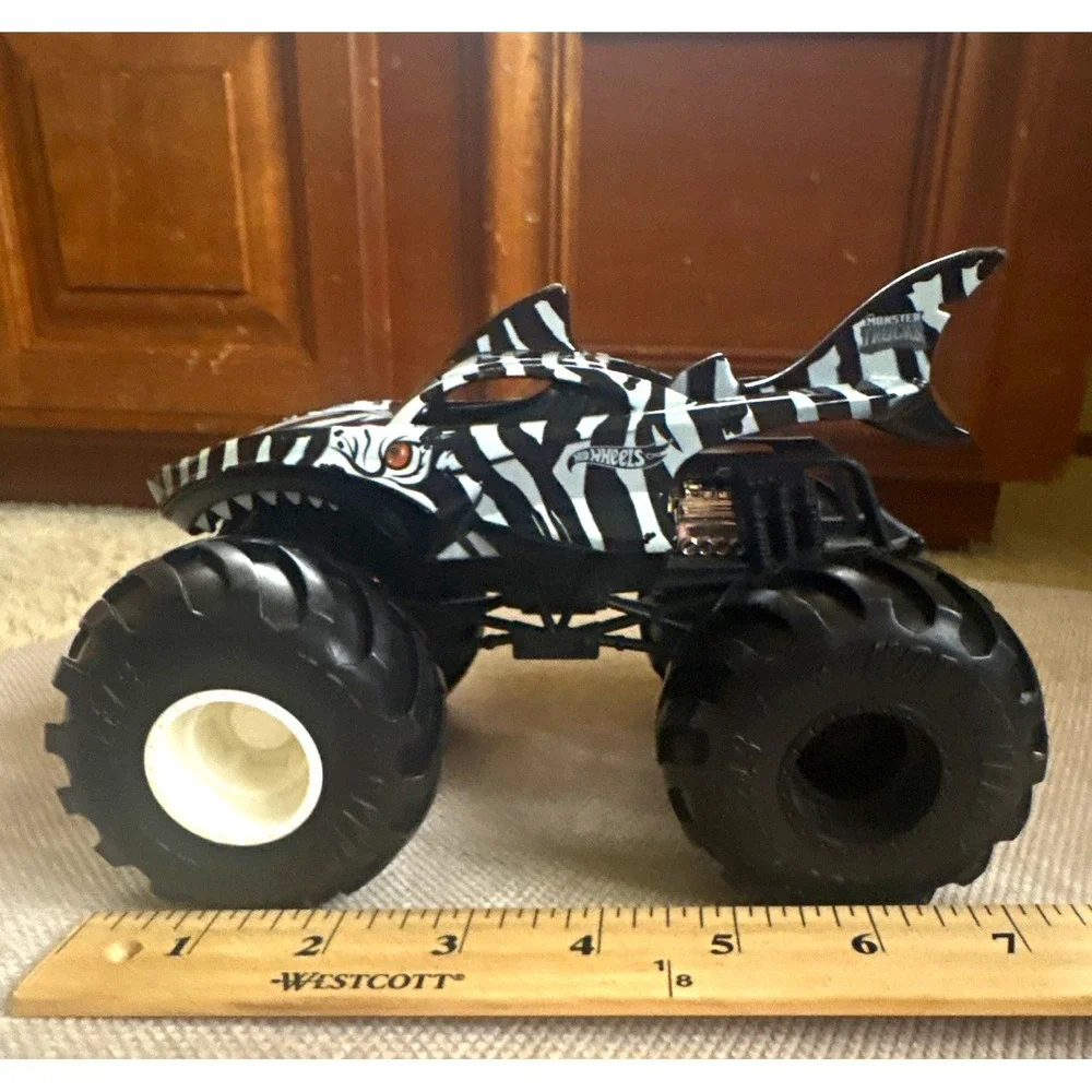 Hot Wheels Monster Jam Shark Monster Truck Toy Vehicle, Black & White Zebra